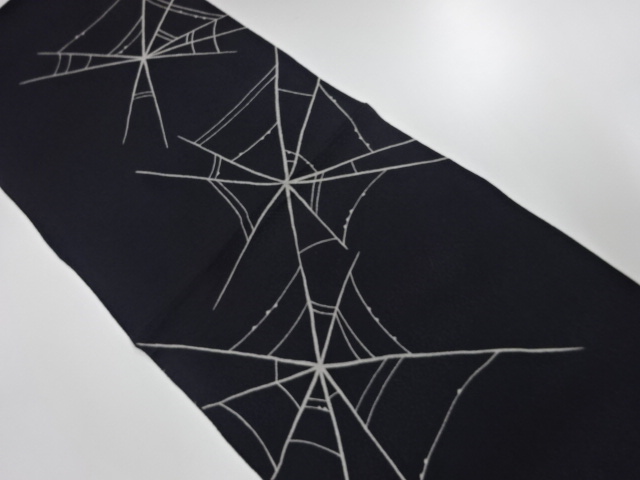 未使用品　正絹　絽　帯揚げ　蜘蛛の巣